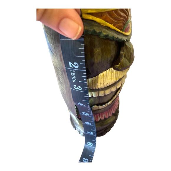 Hawaiian Tiki Statue Wooden Luau Bar Decor 4.5" Wide by 8" Tall - Picture 9 of 10